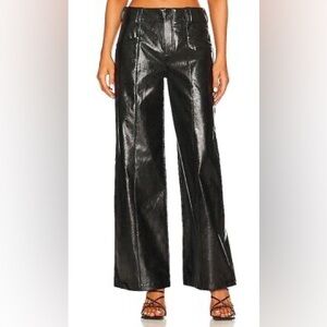 Free People Black Star Crossed Lovers Wide Leg Pants- Vegan Leather